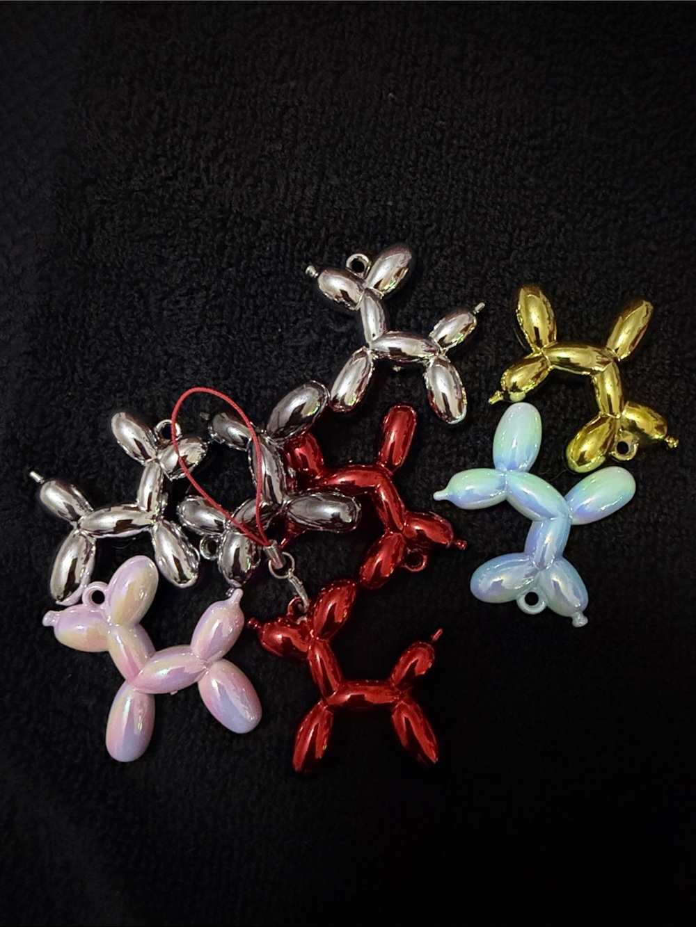 Balloon Dog Keychain Charms - Metallic Silver, Red, Gold, Opalescent